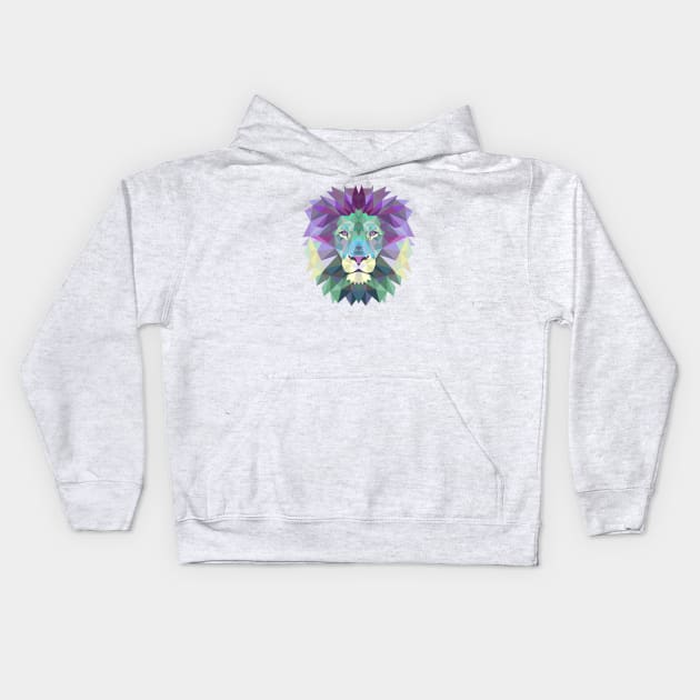 Polygonal lion head t-shirt Kids Hoodie by Brainable ART